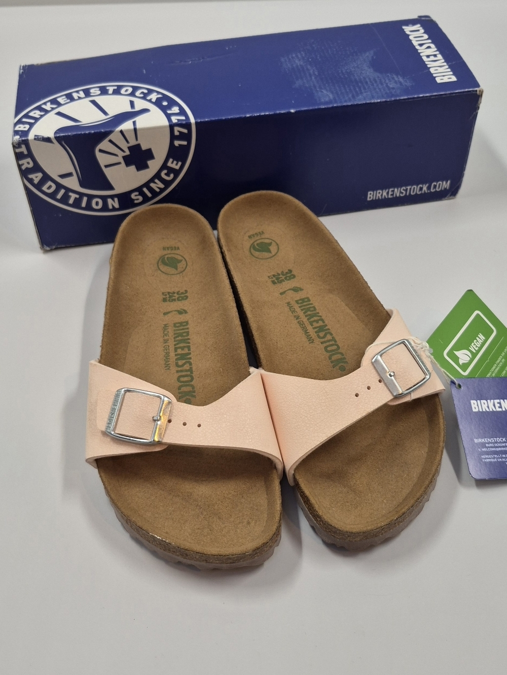 Birkenstock Madrid Mules Light Rose  Sandals Slides Size 38 NWT